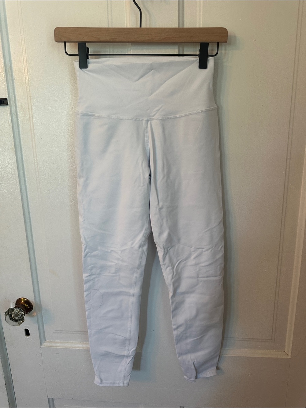 ALO Yoga White High-Rise Leggings with Wide Waistband